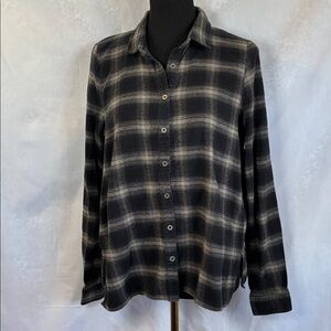 Tobi Flannel Open Back Plaid Button-Down Shirt Juniors Large